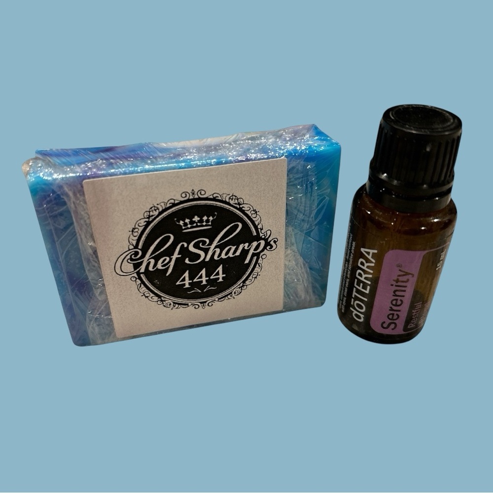 Handcrafted Goat's Milk Soap made with Doterra Serenity & Yarrow Pom 4oz Bar - Picture 4 of 6